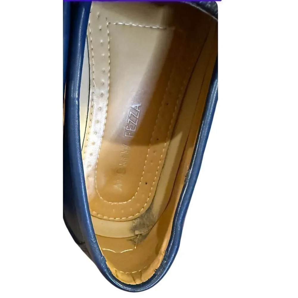 Andrew Fezza Slip-On Loafer Driver Shoes Navy/Black Sz. 9.5 Dress Preppy